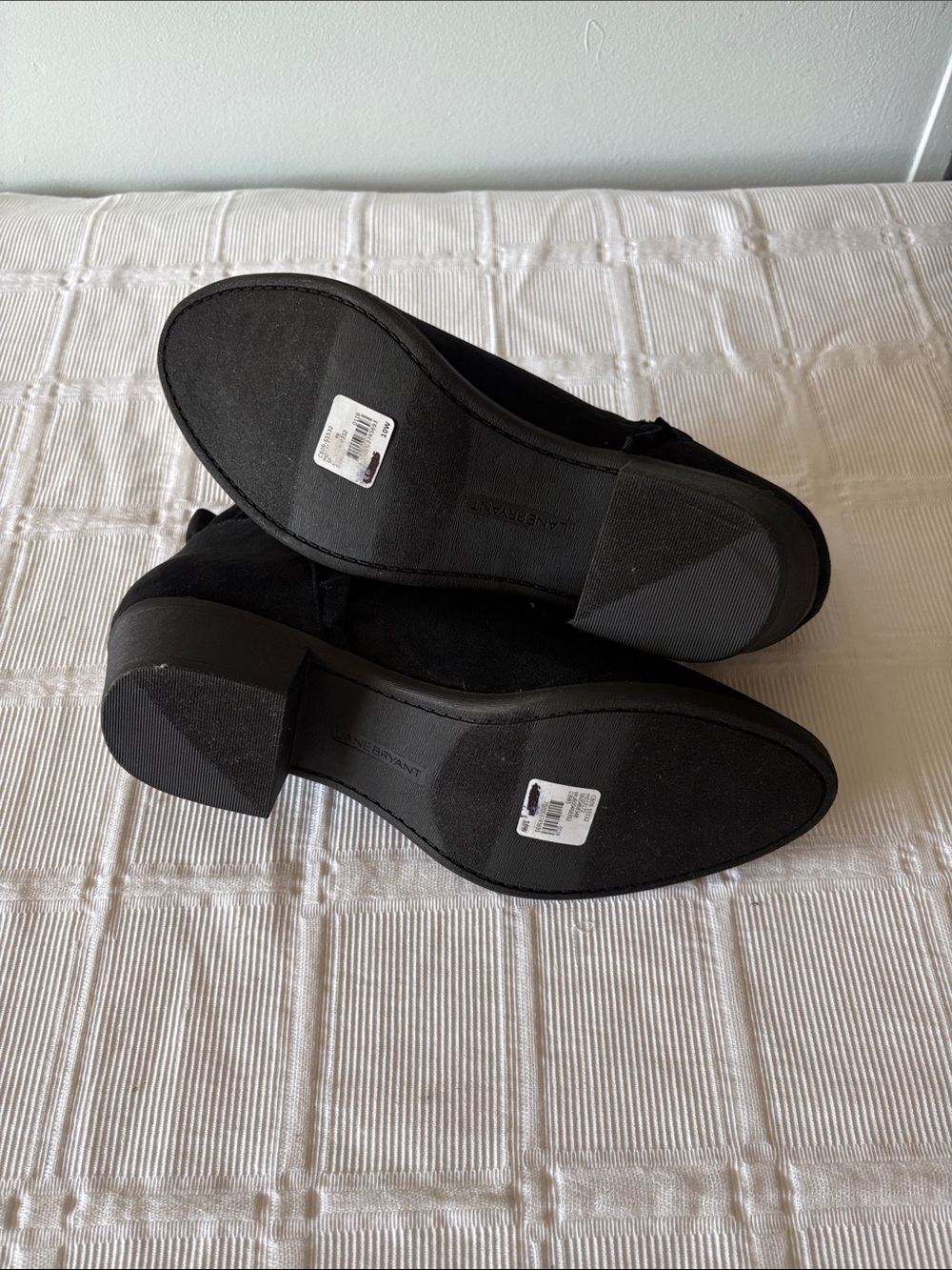 Lane Bryant Black Ruffle Faux Suede Ankle Boots 10W - Picture 6 of 7